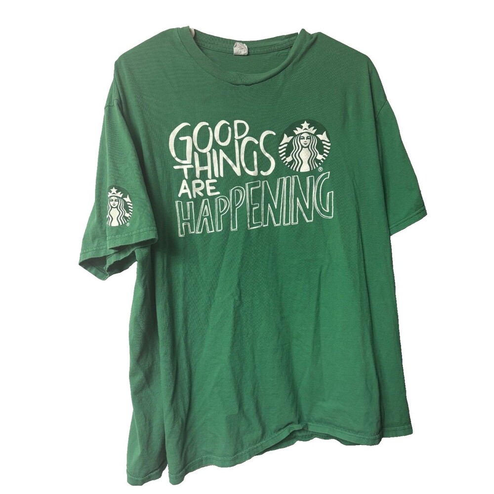 Starbucks Employee T Shirt Tee Good Things are Happening Green Size XL